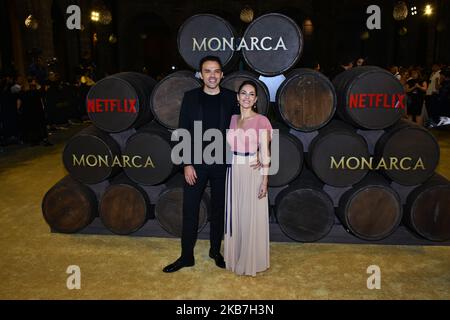 Fernando Rovzar, Barbara Mori poses for photos during a red carpet of Monarca Tv Series by Netflix premiere at Antiguo Colegio de San Ildefonso on September 10, 2019 in Mexico City, Mexico (Photo by Eyepix/NurPhoto) Stock Photo