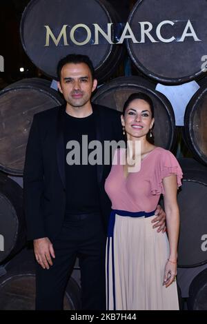 Fernando Rovzar, Barbara Mori poses for photos during a red carpet of Monarca Tv Series by Netflix premiere at Antiguo Colegio de San Ildefonso on September 10, 2019 in Mexico City, Mexico (Photo by Eyepix/NurPhoto) Stock Photo