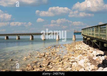 Historic Florida Keys Bridge Reopens As a Beautiful Walking and Biking Trail to Pigeon Key island Stock Photo