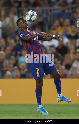 Nelson Semedo of Barcelona controls the ball during the UEFA Champions League group F match between FC Barcelona and Inter at Camp Nou on October 2, 2019 in Barcelona, Spain. (Photo by Jose Breton/Pics Action/NurPhoto) Stock Photo