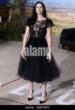 WESTWOOD, LOS ANGELES, CALIFORNIA, USA - OCTOBER 07: Actress Krysten Ritter wearing Georges Chakra with Hearts On Fire jewelry arrives at the Los Angeles Premiere Of Netflix's 'El Camino: A Breaking Bad Movie' held at the Regency Village Theatre on October 7, 2019 in Westwood, Los Angeles, California, United States. (Photo by Xavier Collin/Image Press Agency/NurPhoto) Stock Photo