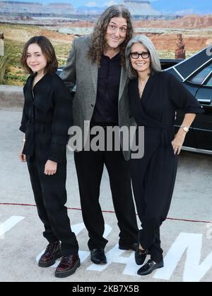 WESTWOOD, LOS ANGELES, CALIFORNIA, USA - OCTOBER 07: Nina Yankovic, Weird Al Yankovic and Suzanne Yankovic arrive at the Los Angeles Premiere Of Netflix's 'El Camino: A Breaking Bad Movie' held at the Regency Village Theatre on October 7, 2019 in Westwood, Los Angeles, California, United States. (Photo by Xavier Collin/Image Press Agency/NurPhoto) Stock Photo