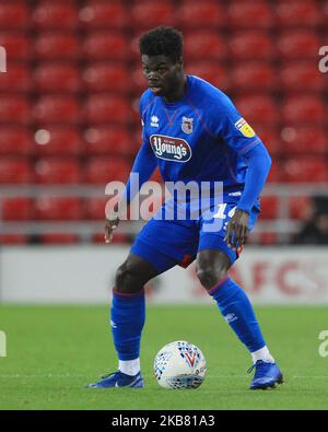 Ahkeem Rose of Grimsby Town during the Leasing.com Trophy match between Sunderland and Grimsby Town at the Stadium Of Light, Sunderland on Tuesday 8th October 2019. (Photo by MI News | NurPhoto) Stock Photo