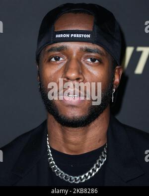 SANTA MONICA, LOS ANGELES, CALIFORNIA, USA - OCTOBER 10: 6lack arrives at City Of Hope's Spirit Of Life 2019 Gala held at Barker Hangar on October 10, 2019 in Santa Monica, Los Angeles, California, United States. (Photo by Xavier Collin/Image Press Agency/NurPhoto) Stock Photo