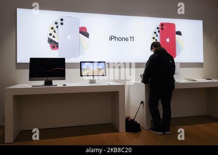 Iphone 11 is presented in iSpot Apple store in Galeria Krakowska ...