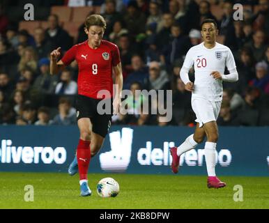 Marko Raguz of Austria during UEFA Under 21 Championship Qualifiers between England Under 21 and Austria Under 21 at Stadium MK in Milton Keynes, England on October 15, 2019 (Photo by Action Foto Sport/NurPhoto) Stock Photo