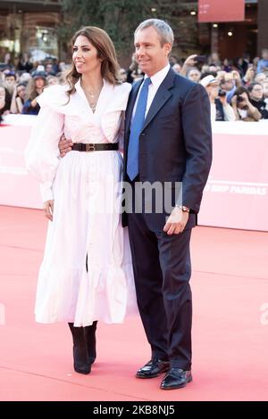 Lavinia Biagiotti (L) and Francesco Iovine walks a red carpet during the 14th Rome Film Festival on October 19, 2019 in Rome, Italy. (Photo by Mauro Fagiani/NurPhoto) Stock Photo