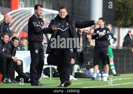 Rob Small the manager of Bowers and Pitsea during FA cup 4th qualifying round between Bowers and Pitsea and Chichester City at Len Salmon stadium, Pitsea UK on 19 October 2019 (Photo by Action Foto Sport/NurPhoto) Stock Photo