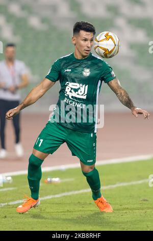 Al Ahli's Hernán Pérez on the ball during the QNB Stars League match against Al Shahaniya on October 19 2019 at the Hamad bin Khalifa Stadium, Doha, Qatar. (Photo by Simon Holmes/NurPhoto) Stock Photo