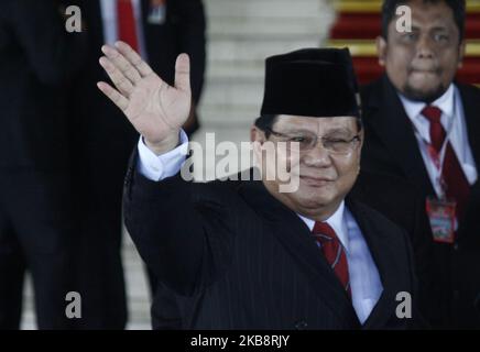 Former of general Prabowo Subianto attend for the Inauguration ceremony of Indonesian President, Joko Widodo, and Vice President, Ma'ruf Amin at the House of Representative building, Jakarta on October 20, 2019. Joko Widodo has been re-elected as Indonesian President for period for 2019-2024 with Ma'ruf Amin as Vice President. (Photo by Aditya Irawan/NurPhoto) Stock Photo