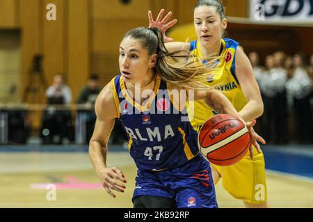 Romane Bernies (47) of BLMA  is seen in action during Euroleague woman basketball game between Arka Gdynia (Poland) and Basket Lattes Montpellier Association (France) in Gdynia, Poland on 23 October 2019 (Photo by Michal Fludra/NurPhoto) Stock Photo