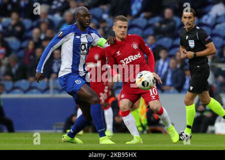 Steven Davis midfielder of Rangers FC (R) vies with Porto’s Portuguese midfielder Danilo Pereira (L) during the UEFA Europa League group G match between FC Porto and Rangers FC, at Dragao Stadium on October 24, 2019 in Porto, Portugal. (Photo by Paulo Oliveira / DPI / NurPhoto) Stock Photo