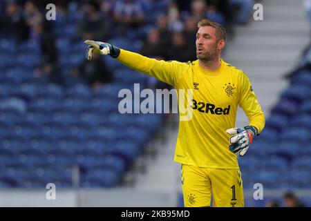 Allan McGregor goalkeeper of Rangers FC reacts during the UEFA Europa League group G match between FC Porto and Rangers FC, at Dragao Stadium on October 24, 2019 in Porto, Portugal. (Photo by Paulo Oliveira / DPI / NurPhoto) Stock Photo