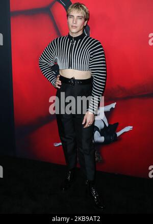 HOLLYWOOD, LOS ANGELES, CALIFORNIA, USA - OCTOBER 26: Actor Cody Fern  wearing Louis Vuitton arrives at FX's 'American Horror Story' 100th Episode  Celebration held at the Hollywood Forever Cemetery on October 26