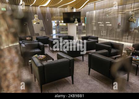 VIP lounge interior at the Lech Walesa Rebiechowo (GDN/EPGD) airport is seen in Gdansk, Poland on 27 October 2019 (Photo by Michal Fludra/NurPhoto) Stock Photo