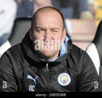 Nick Cushing manager of Manchester City WFC during Barclays Women's Super League match between Arsenal Women and Manchester City Women at Meadow Park Stadium on October 27, 2019 in Borehamwood, England (Photo by Action Foto Sport/NurPhoto) Stock Photo