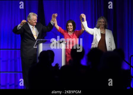 Speaker Nancy Pelosi is welcomed on stage as she keynotes the Inaugural Independence Dinner, hosted by Pennsylvania Democratic Party, at the Pennsylvania Convention Center, in Philadelphia, PA, on November 1, 2019. (Photo by Bastiaan Slabbers/NurPhoto) Stock Photo