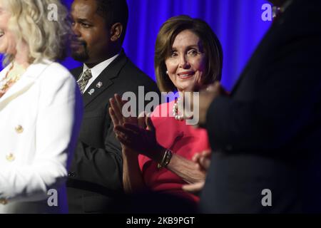 Speaker Nancy Pelosi keynotes the Inaugural Independence Dinner, hosted by Pennsylvania Democratic Party, at the Pennsylvania Convention Center, in Philadelphia, PA, on November 1, 2019. (Photo by Bastiaan Slabbers/NurPhoto) Stock Photo