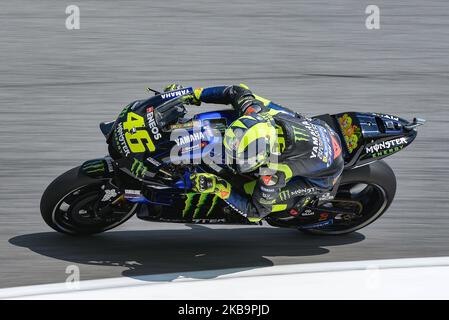 Italian MotoGP rider Valentino Rossi of Monster Energy Yamaha MotoGP team in action during the first practice session of Malaysian Motorcycle Grand Prix at Sepang International Circuit on 1st November 2019 in Kuala Lumpur, Malaysia. (Photo by Zahim Mohd/NurPhoto) Stock Photo