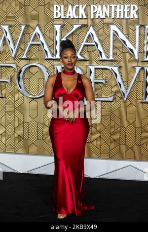 London, UK.  3 November 2022. Alexandra Burke attends the European premiere of the movie ‘Black Panther Wakanda Forever’ at Cineworld Leicester Square. Credit: Stephen Chung / EMPICS / Alamy Live News Stock Photo
