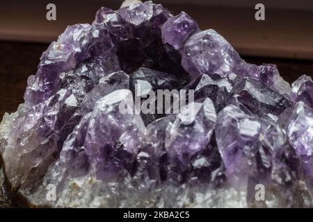 An Amethyst, a violet variety of quartz(Photo by Wassilios Aswestopoulos/NurPhoto) Stock Photo