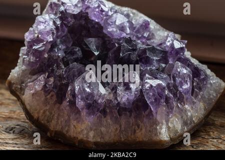 An Amethyst, a violet variety of quartz(Photo by Wassilios Aswestopoulos/NurPhoto) Stock Photo