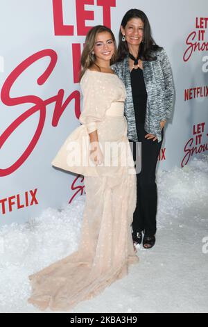 LOS ANGELES, CALIFORNIA, USA - NOVEMBER 04: Actress Isabela Merced (Isabela Moner) and mother Katherine Moner arrive at the Los Angeles Premiere Of Netflix's 'Let It Snow' held at Pacific Theatres at The Grove on November 4, 2019 in Los Angeles, California, United States. (Photo by Image Press Agency/NurPhoto) Stock Photo