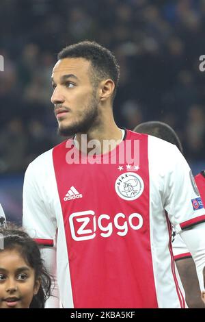 Noussair Mazraoui (Ajax) pictured during the 2019/20 UEFA Champions League Group H game between Chelsea FC (England) and AFC Ajax (Netherlands) at Stamford Bridge. (Photo by Federico Guerra Moran/NurPhoto) Stock Photo