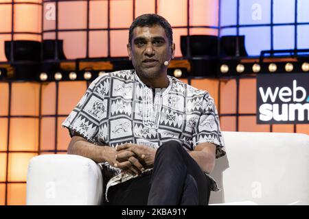 Amnesty International Secretary General Kumi Naidoo speaks at Web Summit on November 07, 2019 in Lisbon, Portugal. Web Summit is an annual technology conference which brings together a variety of technology companies to discuss the future of industry. This year's event runs from November 4- 7 and is expected to attract around 70,000 participants. (Photo by Rita Franca/NurPhoto) Stock Photo