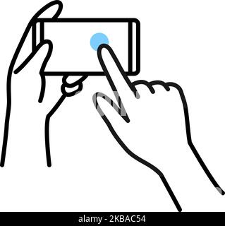 Illustration of actions to operate a smartphone (tap) Stock Vector