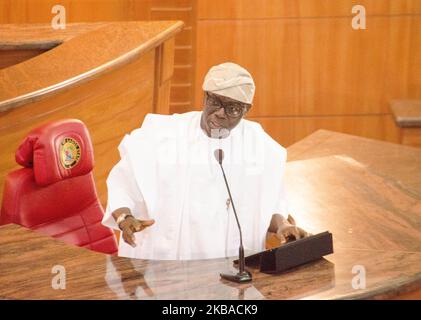 Lagos State Governor Babajide Sonwo-Olu speaking at the 2020 budget presentation in Lagos, Nigeria November 8 2019. (Photo by Olukayode Jaiyeola/NurPhoto) Stock Photo