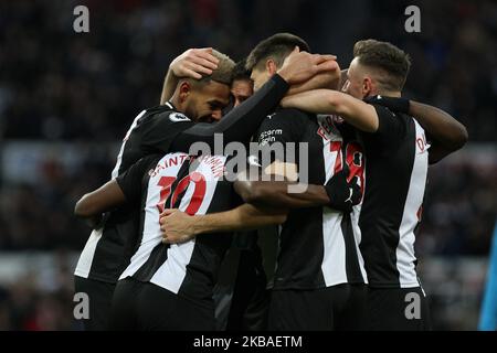 Newcastle United's Ciaran Clark celebrates scoring his side's second goal during the Premier League match between Newcastle United and Bournemouth at St. James's Park, Newcastle on Saturday 9th November 2019. (Photo by Steven Hadlow/MI News/NurPhoto) Stock Photo