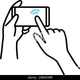 Illustration of actions to operate a smartphone (double-tap) Stock Vector