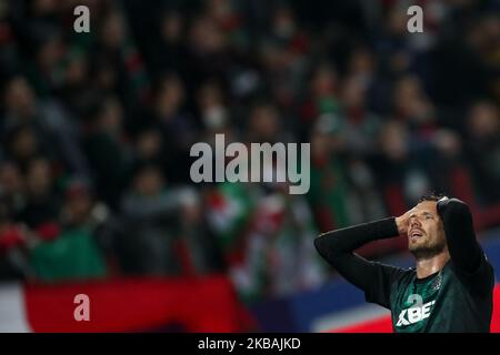 Marcus Berg of FC Krasnodar reacts during the Russian Football League match between FC Lokomotiv Moscow and FC Krasnodar at RZD Arena on November 10, 2019, in Moscow, Russia. (Photo by Igor Russak/NurPhoto) Stock Photo