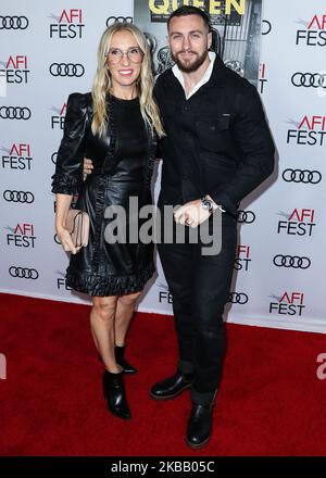HOLLYWOOD, LOS ANGELES, CALIFORNIA, USA - NOVEMBER 14: Sam Taylor-Johnson and husband Aaron Taylor-Johnson arrive at the AFI FEST 2019 - Opening Night Gala - Premiere Of Universal Pictures' 'Queen And Slim' held at the TCL Chinese Theatre IMAX on November 14, 2019 in Hollywood, Los Angeles, California, United States. (Photo by Xavier Collin/Image Press Agency/NurPhoto) Stock Photo