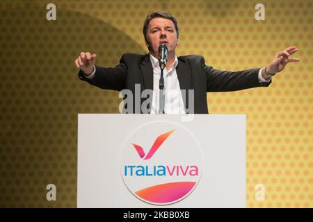 Torino, Italy, on November 15, 2019. Matteo Renzi the former Italian prime minister presents in Turin the 'ShockItalia' the recipe of the new party 'Italia Viva' to boost the Italian economy. (Photo by Mauro Ujetto/NurPhoto) Stock Photo