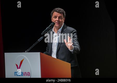 Torino, Italy, on November 15, 2019. Matteo Renzi the former Italian prime minister presents in Turin the 'ShockItalia' the recipe of the new party 'Italia Viva' to boost the Italian economy. (Photo by Mauro Ujetto/NurPhoto) Stock Photo