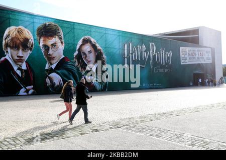 Visitors attend the opening of â€™Harry Potter: The Exhibitionâ€™ in Lisbon, Portugal, on November 16, 2019. Original props, costumes and film sets of the Harry Potter movies will be exhibited from November 16 to April 8, 2020 in Lisbon. (Photo by Pedro FiÃºza/NurPhoto) Stock Photo