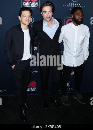 HOLLYWOOD, LOS ANGELES, CALIFORNIA, USA - NOVEMBER 16: Actors Rami Malek, Robert Pattinson and John David Washington arrive at the 13th Annual GO Campaign Gala 2019 held at NeueHouse Hollywood on November 16, 2019 in Hollywood, Los Angeles, California, United States. (Photo by Xavier Collin/Image Press Agency/NurPhoto) Stock Photo