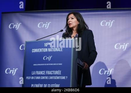 Paris' mayor Anne Hidalgo takes part in the 10th national convention of the Representative Council of Jewish Institutions of France (CRIF - Conseil Representatif des Institutions juives de France) on November 17, 2019, at Le Palais des Congres in Paris. (Photo by Michel Stoupak/NurPhoto) Stock Photo