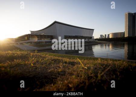 Ariake Arena is opened to media in Tokyo on Nov. 21, 2019. It is the venue of Olympic Volleyball and paralympic Wheelchair Basketball during Tokyo Olympics and Paralympics in 2020. (Photo by Alessandro Di Ciommo/NurPhoto) Stock Photo