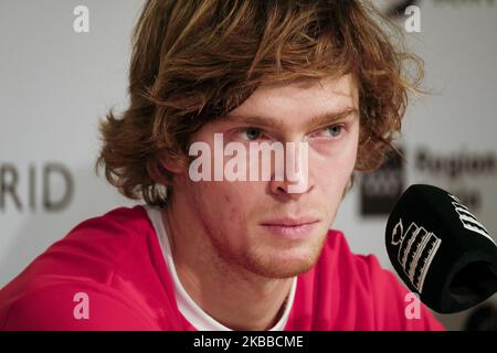 Andrei Rubliov during the Press conference during Day 5 of the 2019 Davis Cup at La Caja Magica on November 22, 2019 in Madrid, Spain (Photo by Oscar Gonzalez/NurPhoto) Stock Photo