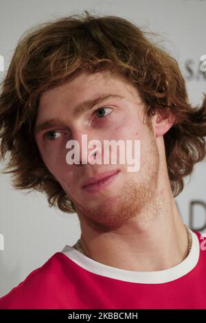 Andrei Rubliov during the Press conference during Day 5 of the 2019 Davis Cup at La Caja Magica on November 22, 2019 in Madrid, Spain (Photo by Oscar Gonzalez/NurPhoto) Stock Photo