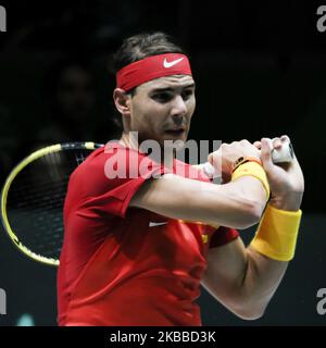 Rafael Nadal of Spain on during his quarter final match against Rafa Nadal of Spain on Day Five of the 2019 Davis Cup at La Caja Magica on November 22, 2019 in Madrid, Spain. (Photo by Oscar Gonzalez/NurPhoto) Stock Photo
