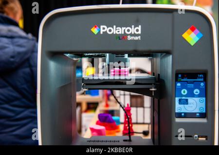 A view of a 3D printer by Polaroid, during the Bright Day Festival in Amsterdam, on November 23rd, 2019. (Photo by Romy Arroyo Fernandez/NurPhoto) Stock Photo