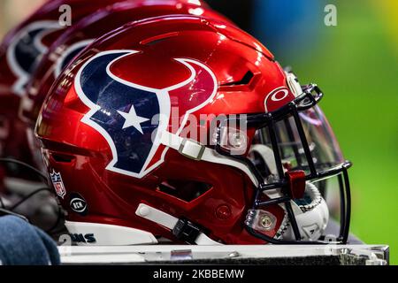 Houston Texans red helmet during pregame warmups before an NFL