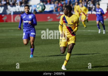 Ousmane Dembele of FC Barcelona during La Liga match between CD Leganes and FC Barcelona at Butarque Stadium in Leganes, Spain. November 23, 2019. (Photo by A. Ware/NurPhoto) Stock Photo