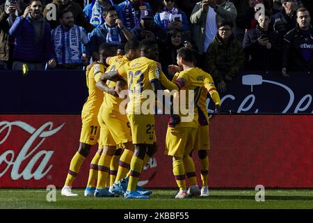 Players of FC Barcelona during La Liga match between CD Leganes and FC Barcelona at Butarque Stadium in Leganes, Spain. November 23, 2019. (Photo by A. Ware/NurPhoto) Stock Photo