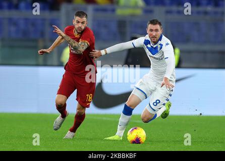 Davide Santon of Roma and Jaromir Zmrhal of Brescia during the Serie A match AS Roma v Brescia Fc at the Olimpico Stadium in Rome, Italy on November 24, 2019 (Photo by Matteo Ciambelli/NurPhoto) Stock Photo