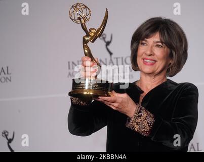 Iranian British Journalist Christiane Amanpour, who hosts PBS' nightly interview series ''Amanpour'' won an honorary award at the 47th International Emmy awards night at New York Hilton on November 25, 2019 in New York City (Photo by Selcuk Acar/NurPhoto) Stock Photo